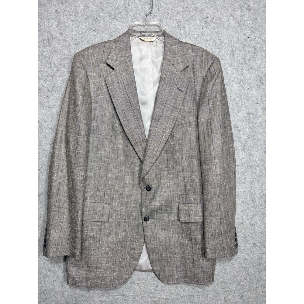 Embassy Square Mens 44L Sport Coat Blazer Gray Herringbone USA Made Classic